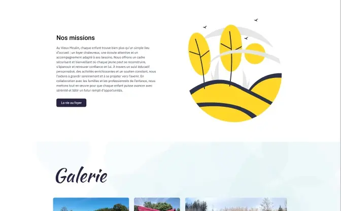 Screenshot de la page à propos du site le vieux moulin