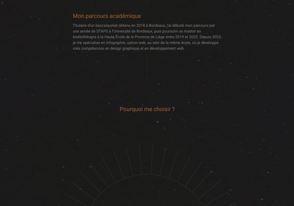 Page a propos de mon site portfolio
