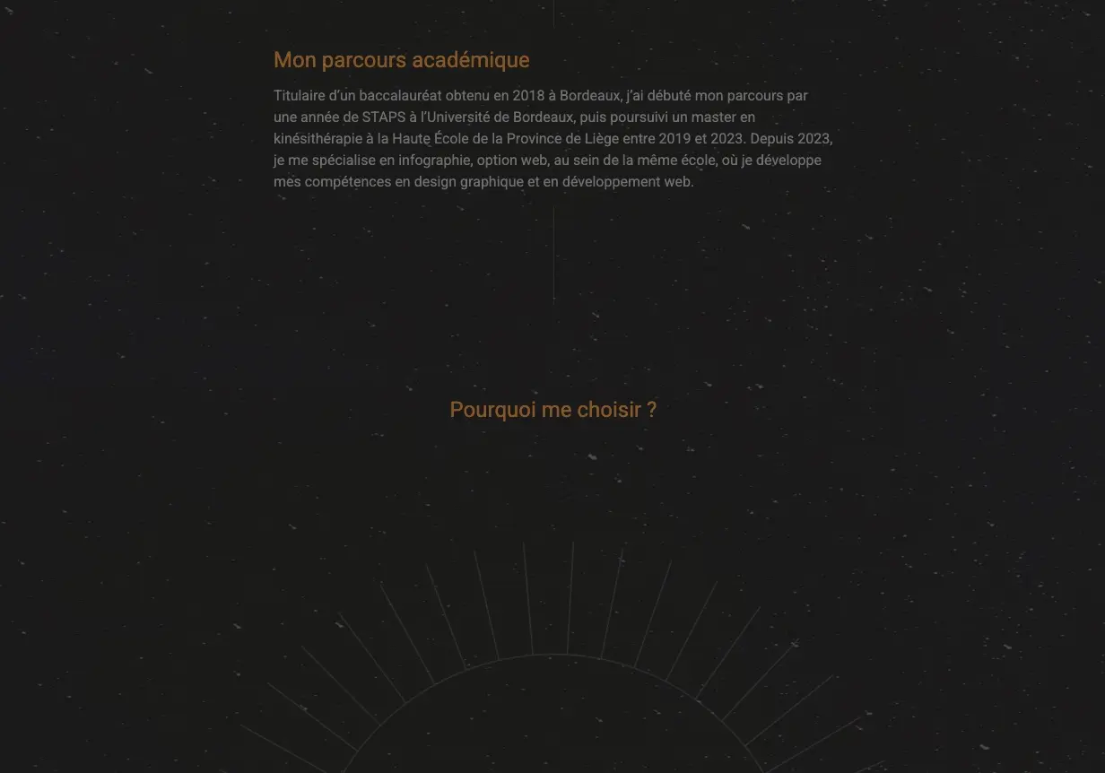 Screenshot de la page à propos de mon portfolio