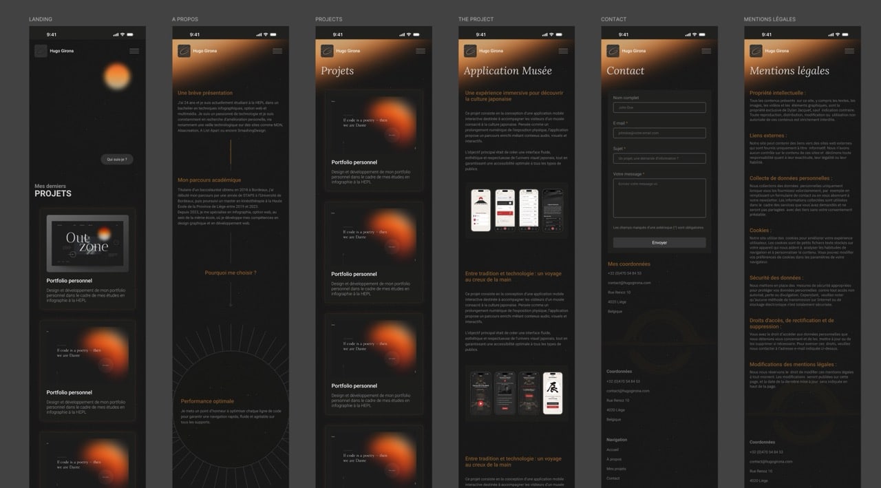 Image du design de mon portfolio en version mobile