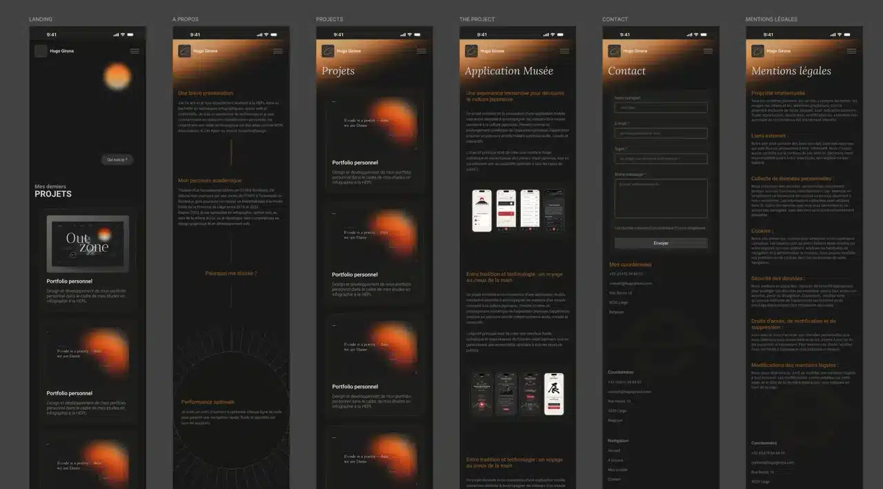 Screenshot du design fini de mon portfolio sur mobile