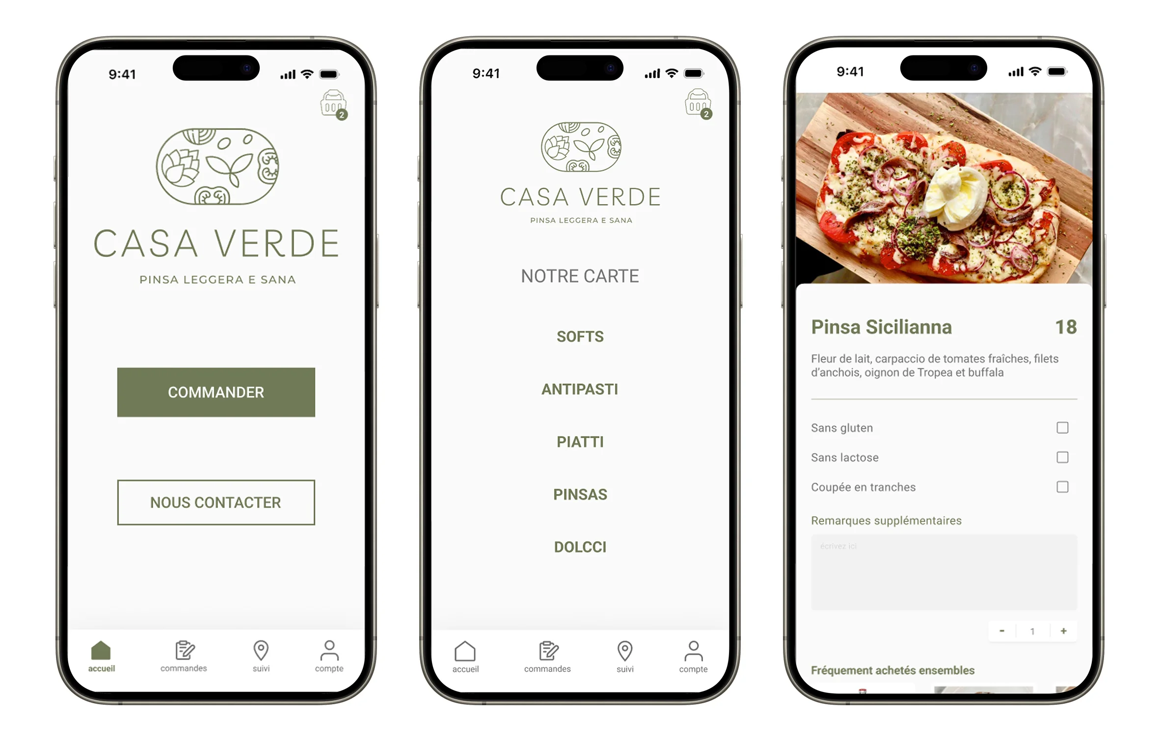 Mockups des écrans de l'application sur Iphone 15 pro max