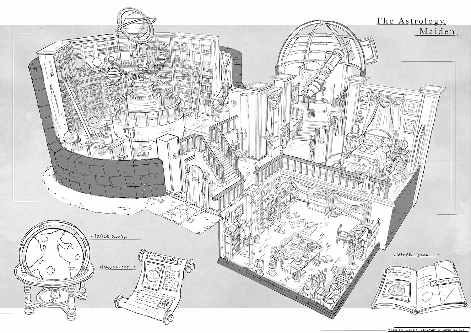 Image of a drawing of an astronomy laboratory