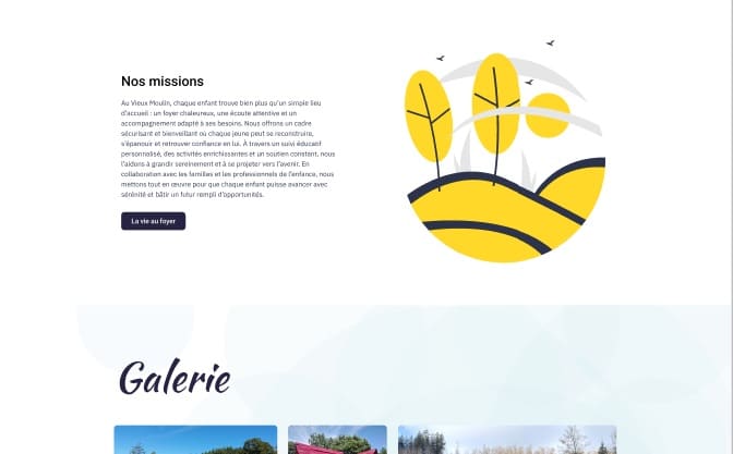 Screenshot de la page à propos du site le vieux moulin
