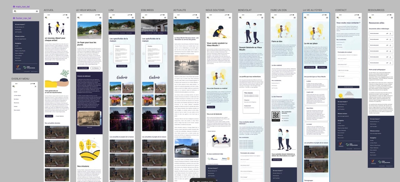 Screenshot du design final du site le vieux moulin sur mobile