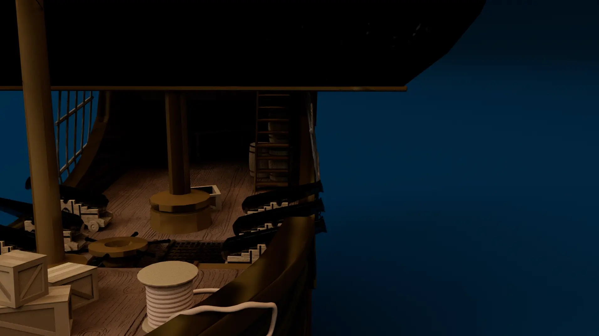 screenshot de mon projet Bateau pirate (modélisation 3D)