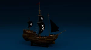 screenshot de mon projet Bateau pirate (modélisation 3D)