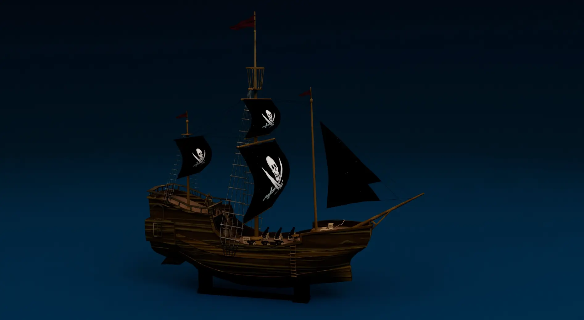 screenshot de mon projet Bateau pirate (modélisation 3D)