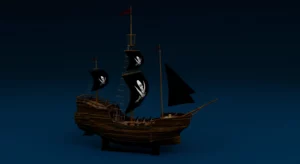 Screenshot i projektit tim Anija Piratë (modelim 3D)