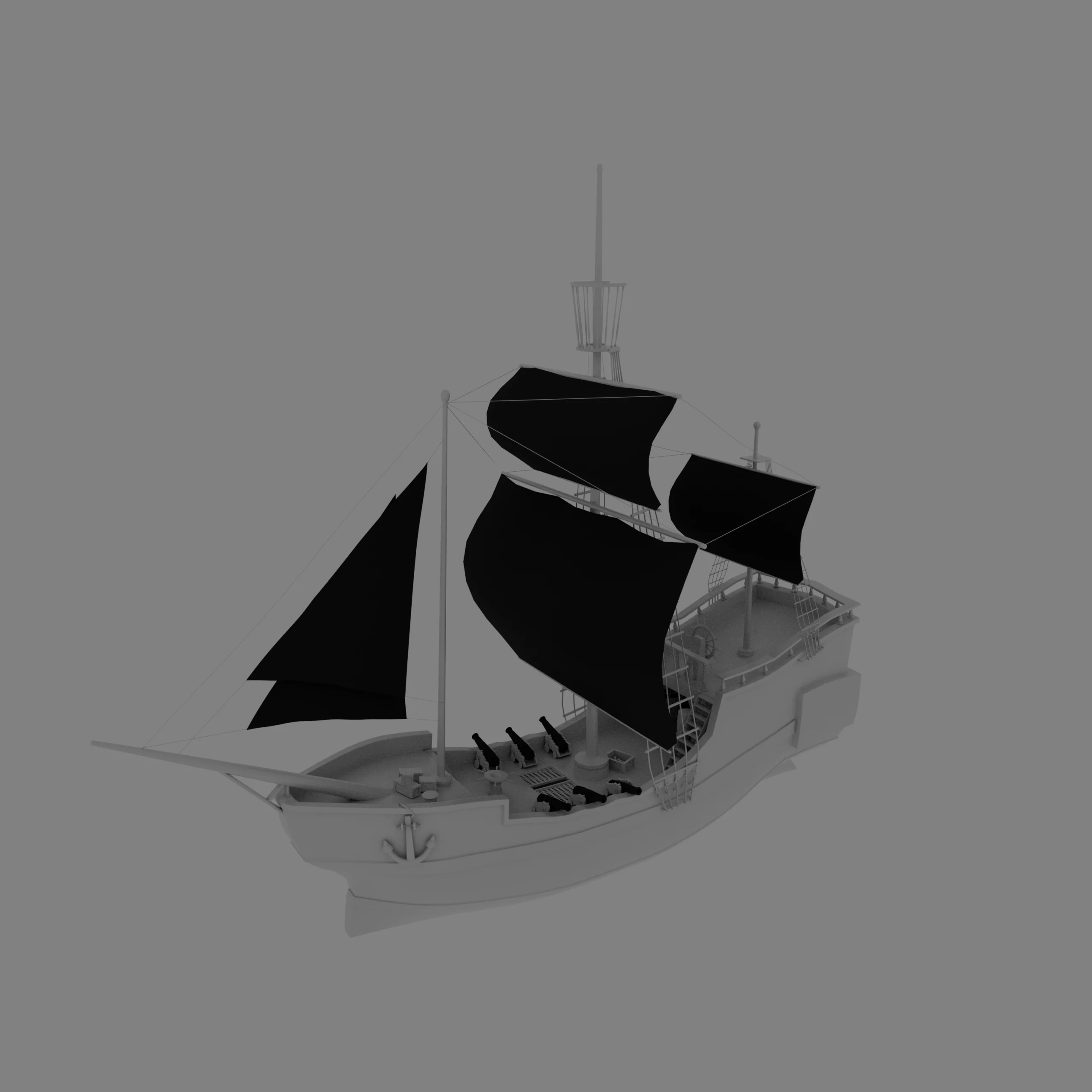 screenshot de mon projet Bateau pirate (modélisation 3D)